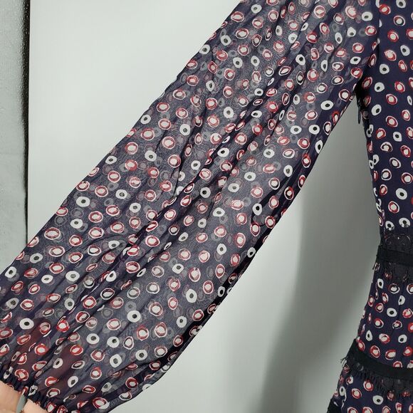 DVF Diane Von Furstenberg 0 Jamie Silk Blend Long Sleeve Cocktail Tiered Dress - Picture 7 of 12